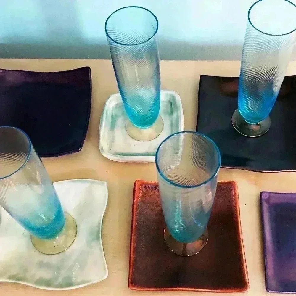 6 Handmade Ceramic Side Dish Plates 4.25"–5" - Picture 4 of 14